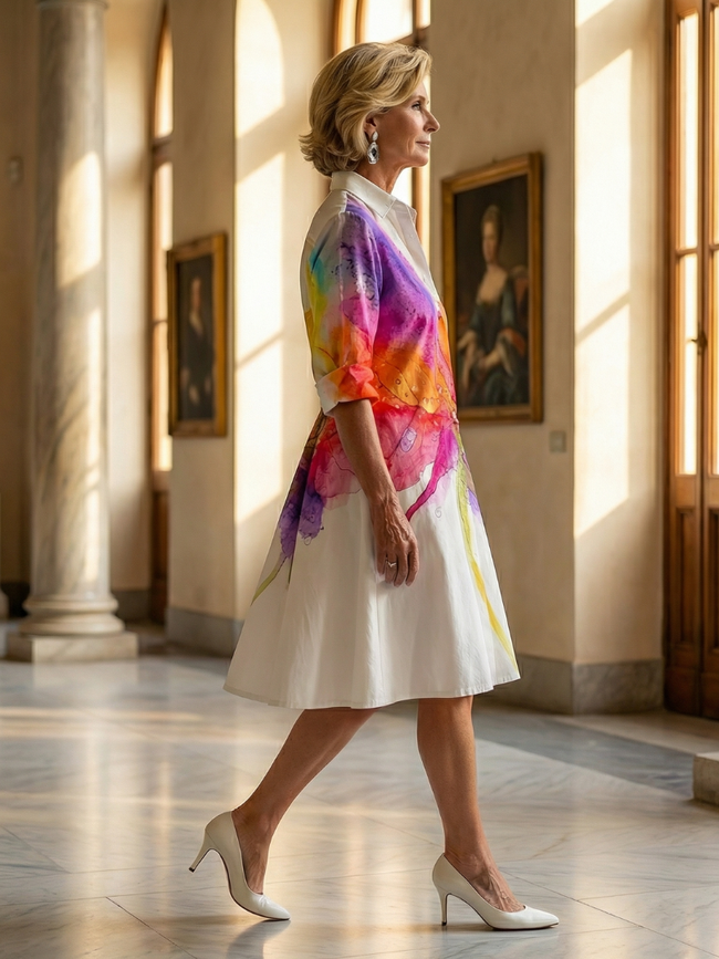 FJØRNA women's summer floral dress with pockets, flowy and casual, perfect for warm weather and relaxed occasions.