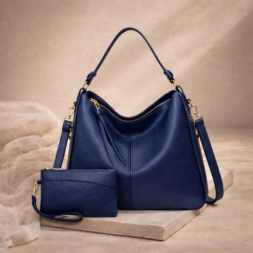FJØRNA faux leather hobo shoulder bag for women, vegan bag with soft leather-like texture and spacious design.
