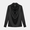 Women's Satin Blouse Draped Neck Elegant Office Formal