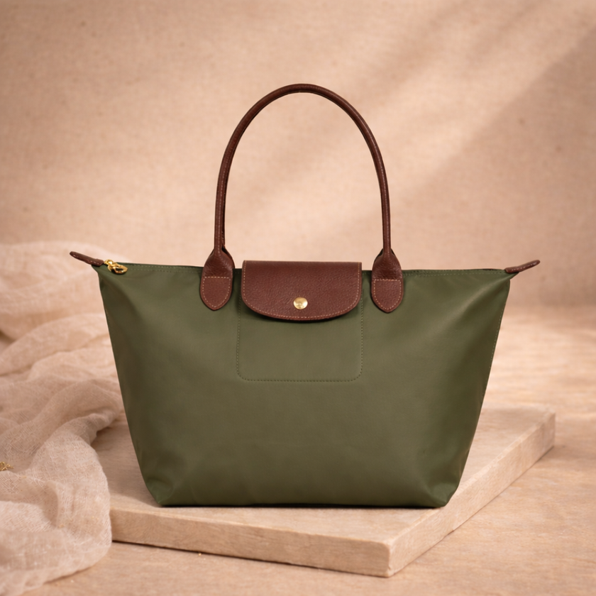 FJØRNA leather tote bag for women, large foldable design, stylish and spacious bag for daily use and shopping.