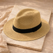 FJØRNA Carolous men's handcrafted classic Panama hat with a wide brim and natural straw texture, stylish and elegant.