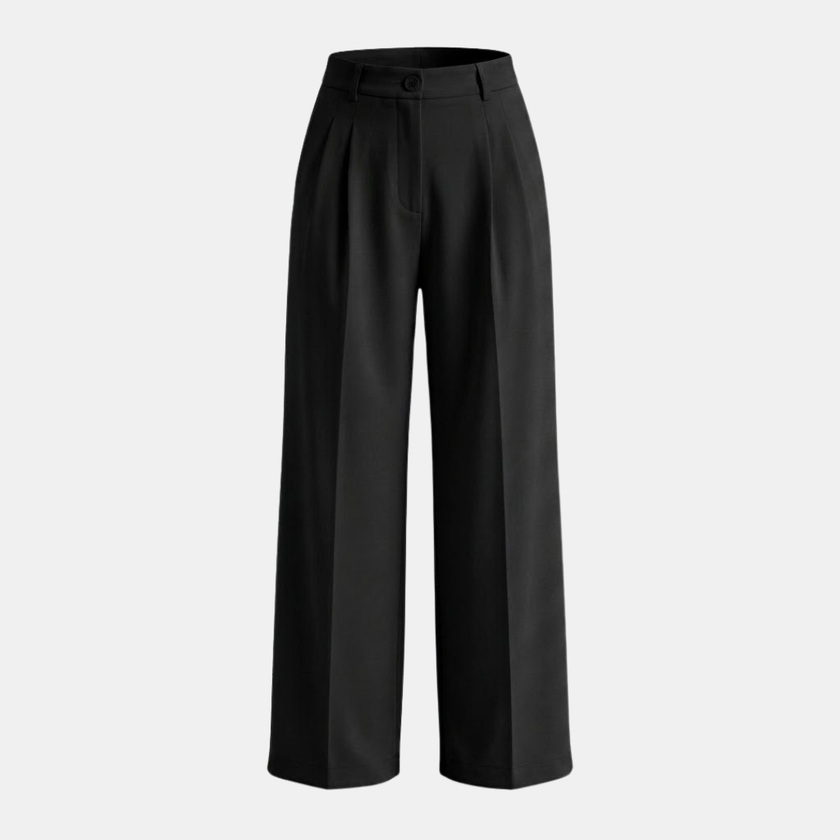 FJØRNA women's high waist wide leg tailored trousers, showcasing a stylish and comfortable pant design.
