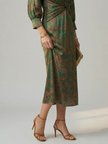 FJØRNA women's summer midi dress with long sleeves and wrap design, featuring a stylish and comfortable fit.