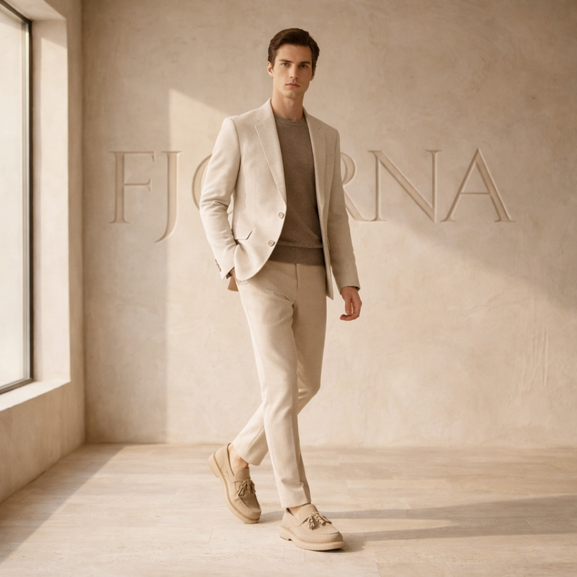 FJØRNA men's suede shoes, stylish leather footwear with a classic design, featuring smooth suede material and comfortable fit.
