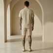 FJØRNA men's linen blend shirt and shorts co-ord set for summer, casual men's set featuring lightweight fabric and relaxed fit.