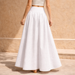 FJØRNA women's high waist maxi skirt with relaxed fit, flowing fabric, and stylish design for casual or dressy wear.