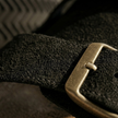 Red suede men's sandals by FJØRNA with cushioned soles, stylish open-toe footwear for casual summer wear.