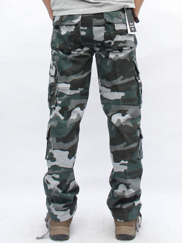Men's camouflage military cargo pants by FJØRNA, straight cut cotton pants with side pockets for comfort and style.