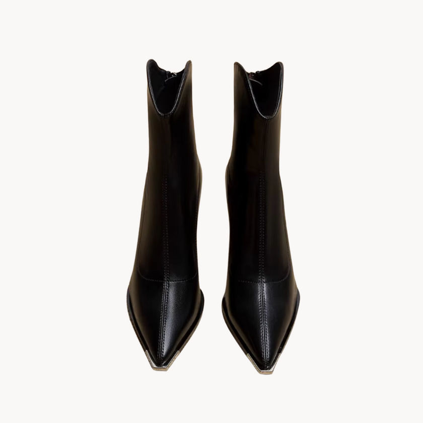 Black Chelsea Boots with Chrome Tip - 8