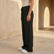 Women’s lightweight cotton wide-leg trousers by FJØRNA, casual and comfortable pants with flowing wide-leg design