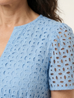 FJØRNA women's summer midi dress with short sleeves, wrap design, flowy style, tailored fit, ideal for warm-weather wear.