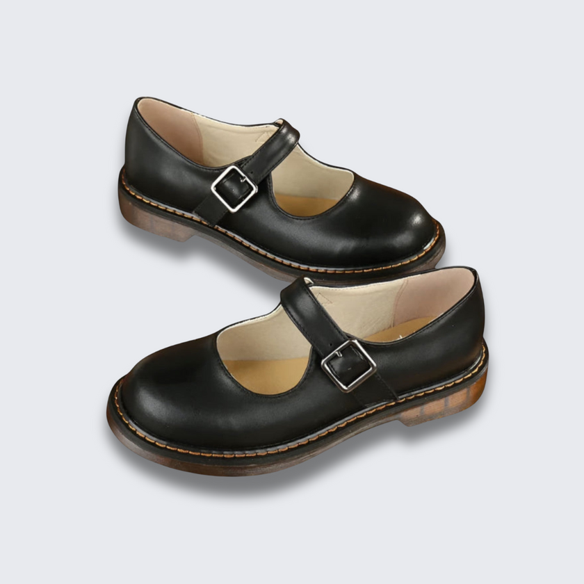 Nina - Women's Vintage Mary Jane Shoes - Classic Leather with Strap and Comfortable Sole