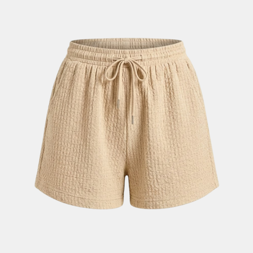 Women’s relaxed fit drawstring shorts by FJØRNA, lightweight pants with adjustable waist and casual style.