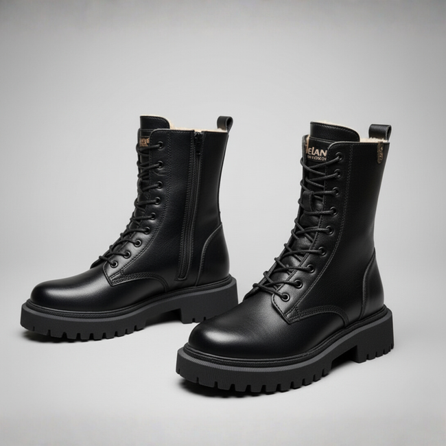 Andrea - Black Leather Winter Boots