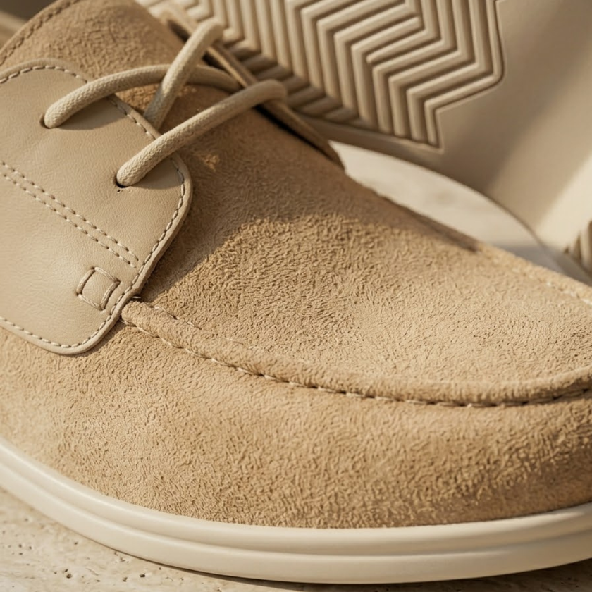 Red lace-up men's shoes by FJØRNA featuring intricate lace details and stylish design on a neutral background.