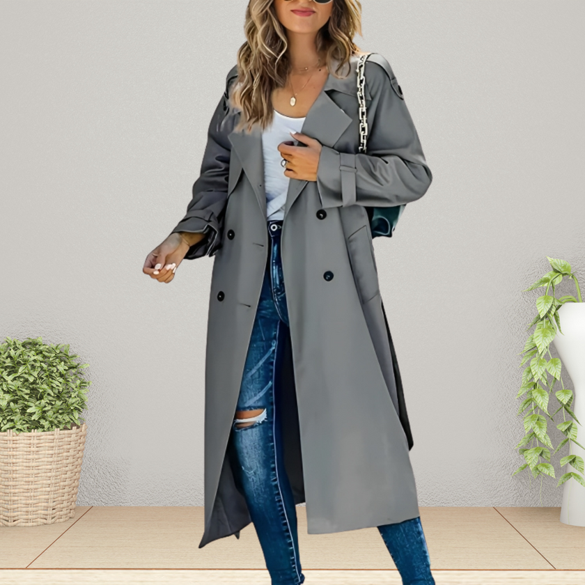 Stylish Black Trench Coat - 5