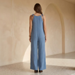 FJØRNA women's two-piece suit set with sleeveless top and wide-leg pants, stylish and comfortable for casual or office wear