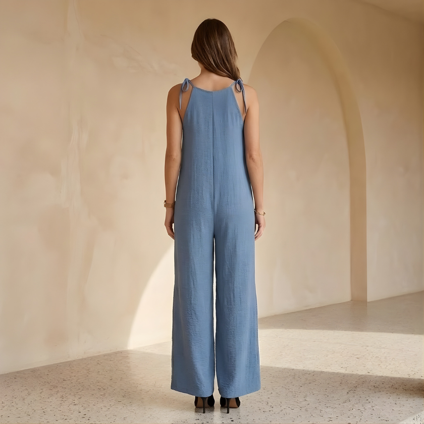 FJØRNA women's two-piece suit set with sleeveless top and wide-leg pants, stylish and comfortable for casual or office wear