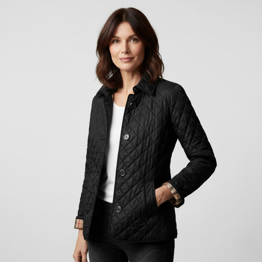 Women's Quilted Button-Up Jacket -  Lightweight, Stylish Outerwear for All Seasons