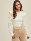 Women's Long Sleeve Ruffle Sweater