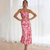 Isla | Elegant Summer Dress with Slanted Shoulder and Floral Pattern