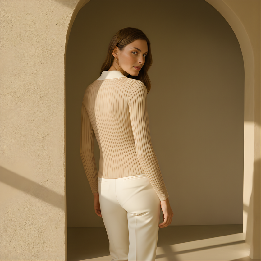 FJØRNA men's slim fit long sleeve knit top, soft and stylish with a fitted design, ideal for casual or semi-formal wear.