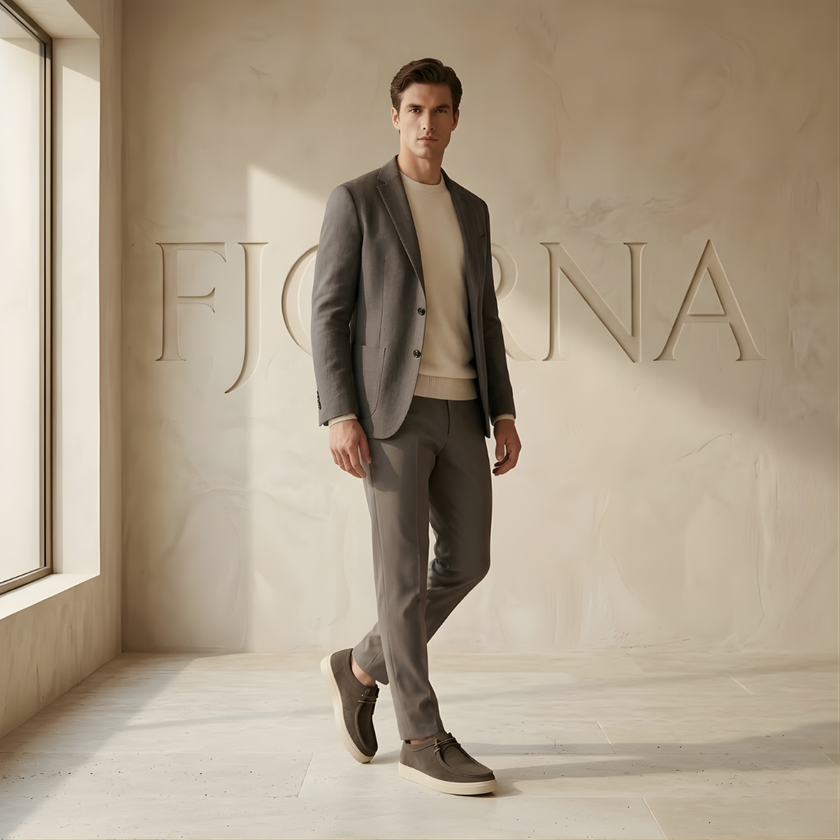 FJØRNA men's suede lace-up loafers, stylish shoes with a smooth suede finish and classic design, perfect for casual or formal wear.