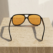FJØRNA retro aviator sunglasses for men, unisex accessories with metal frames and dark lenses, stylish and vintage-inspired.