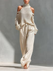 FJØRNA women's summer two-piece linen co-ord set with flowy top and matching shorts, perfect for warm weather.