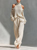 FJØRNA women's summer two-piece linen co-ord set with flowy top and matching shorts, perfect for warm weather.