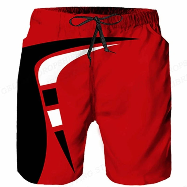 Men's graphic print swim shorts by FJØRNA with a drawstring, featuring vibrant designs and lightweight, quick-drying fabric.