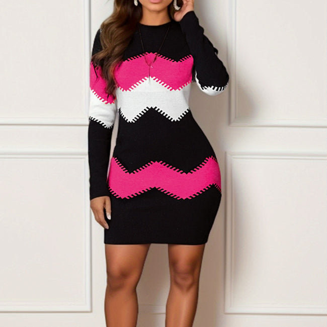 Printed Sheath Dress Black Plus Size