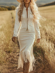White Denim Tassel Maxi Dress | Casual Dress