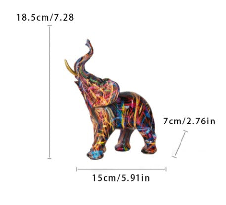 Eye-Catching Artistic Elephant Statue with Graffiti Design