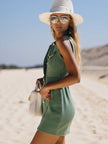 Green Denim Sleeveless Mini Dress For Women