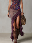 FJØRNA leopard print maxi dress for women, flowing dress with bold animal pattern and long length, perfect for casual or elegant occasions.