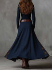Suede Patchwork Maxi Dress For Women