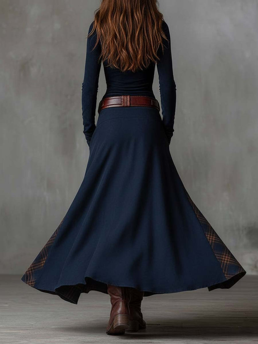 Suede Patchwork Maxi Dress For Women