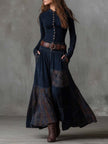 Suede Patchwork Maxi Dress For Women