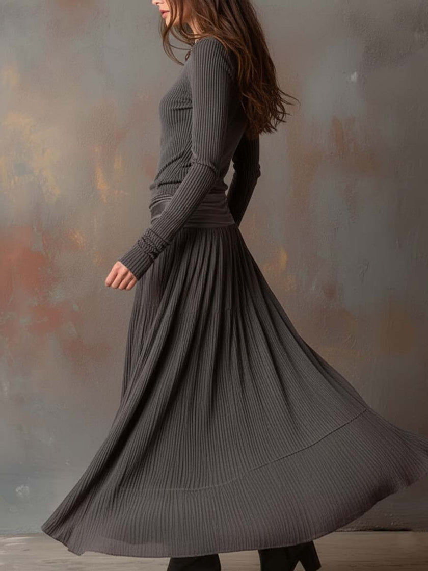 Charcoal Knit Maxi Dress For Women