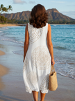 FJØRNA women's summer midi dress in flowy, lightweight, breathable fabric, perfect for warm weather and casual occasions.