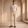 Men’s FJØRNA smart casual trousers with tailored fit and stretch fabric, showing the sleek, modern design and classic waistband.