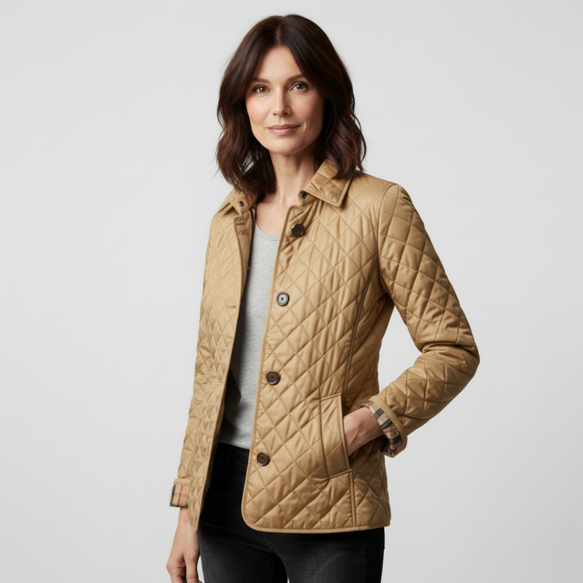 Women's Quilted Button-Up Jacket -  Lightweight, Stylish Outerwear for All Seasons