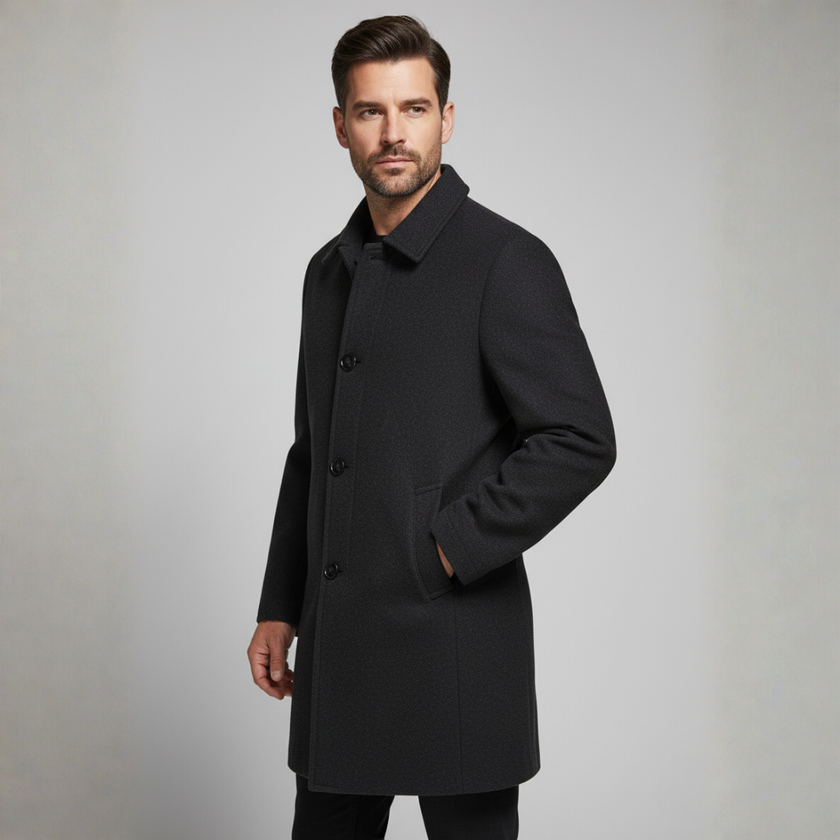 Stylish Grey Wool Coat