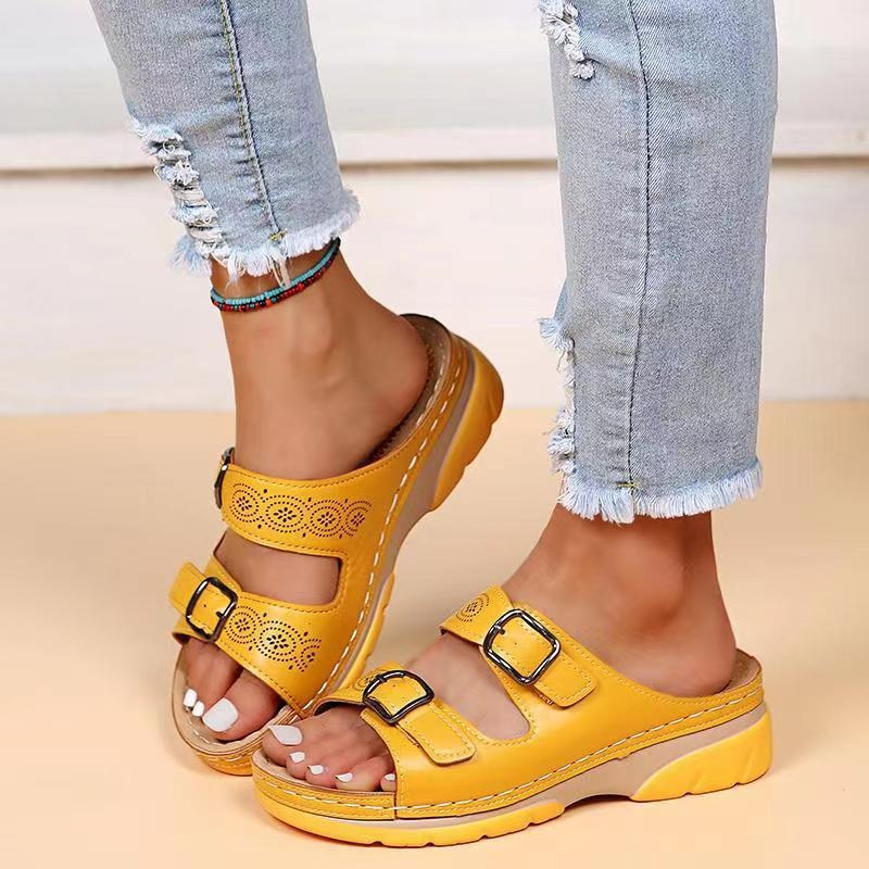 FJØRNA orthopedic comfort fit slide sandals with perforated open toe, supportive design, ideal for casual wear and foot comfort