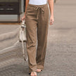 FJØRNA Jane women's wide leg casual pants with high waist and drawstring, shown in a relaxed fit style.