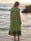 FJØRNA women's summer midi dress, sleeveless and flowy, lightweight and breathable fabric, perfect for warm weather.