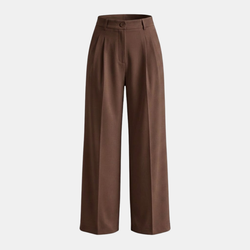 FJØRNA women's high waist wide leg tailored trousers, stylish and comfortable pants with a flowing fit and classic design.
