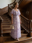 FJØRNA women's summer midi dress with floral pattern and square neckline, stylish and comfortable for warm weather.