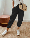 FJØRNA lightweight summer women's trousers with high waist, straight leg design and front pockets, casual and comfortable style
